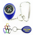 Oval Shaped Compass Key Chain W/ Split Ring & Carabiner